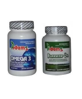 Produse naturiste ADAMS VISION - Reducerea colesterolului cu Pachetul Omega 3 X 3 + Flaxseed Oil X 4 - Adams Vision